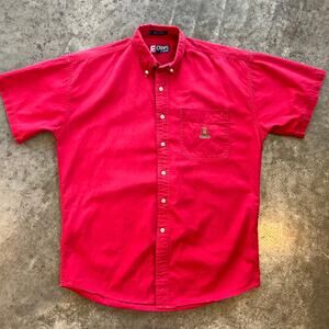 90s Vintage Chaps Ralph Lauren Crest Shirt Red M fits L 9.5/10 Collector Fade